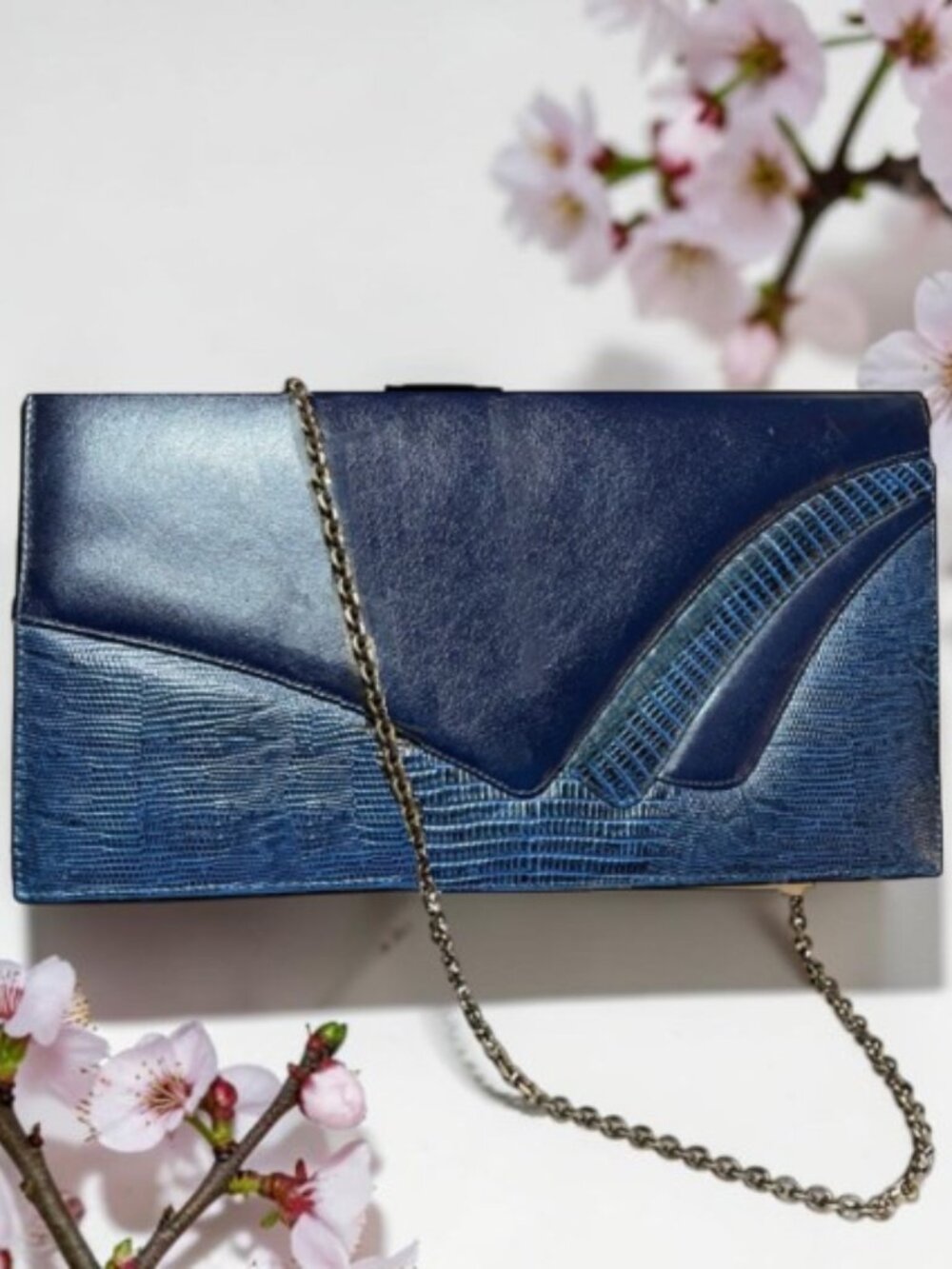 Vintage Original by Caprice Reptile Embossed Leather Convertible Clutch